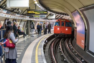 Train approaching the Waterloo underground station