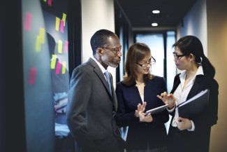 Diverse team talking office business inclusive people