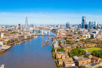 View of the sunny London skyline