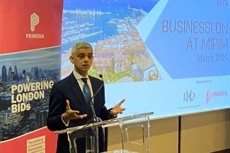 Mayor of London Sadiq Khan speaking at BusinessLDN's MIPIM reception
