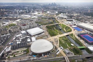Aerial shot of new developments in East London