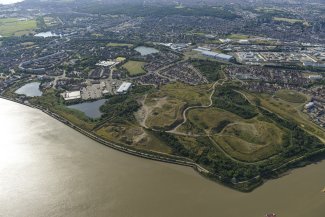 Aerial photograph of Thamesmead waterfront