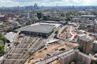 Aerial view of HS2's London Euston Station site