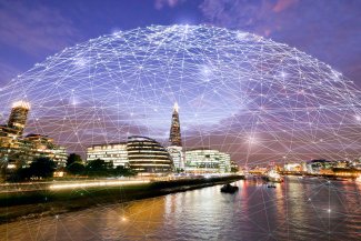 Abstract technology background in London for global business conc