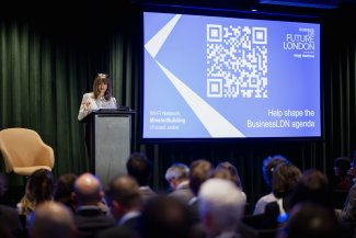 Riz Lateef addresses audience at Future London