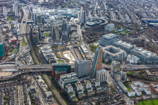 Aerial shot of Imperial's West Tech corridor 