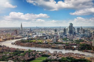 Sky line of London on a sunny day