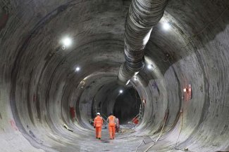 Tunnel with construction workers