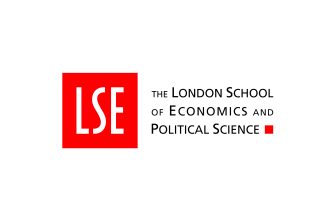 LSE in white font, London School of Economics against wine background