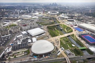 Aerial shot of new developments in East London