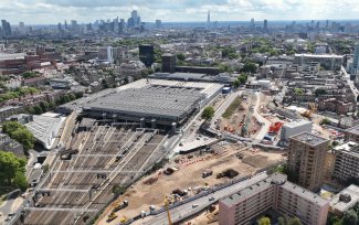 Aerial view of HS2's London Euston Station site