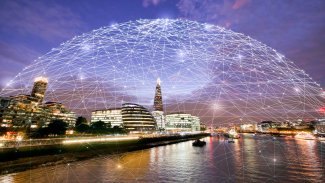 Abstract technology background in London for global business conc
