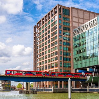 DLR train at canary wharf