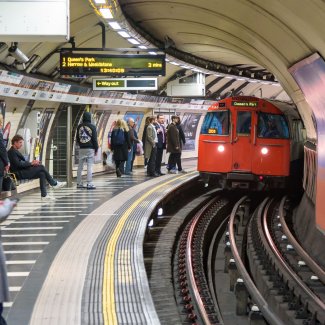 Train approaching the Waterloo underground station